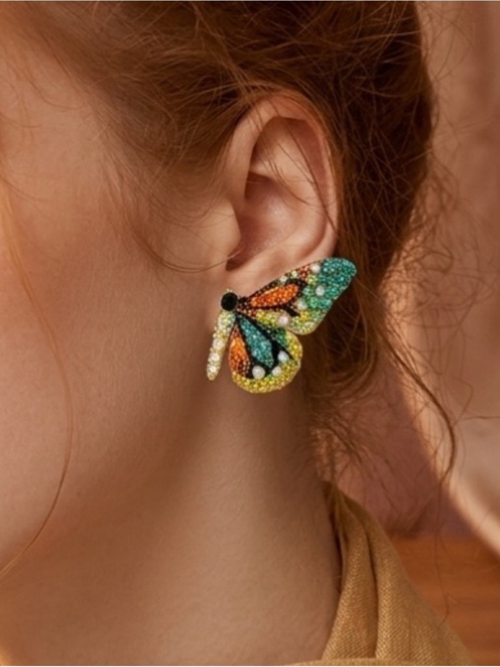 Multicolor Butterfly Crystal CZ Stud Earrings